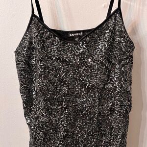 Express Black Sequin Women's Tank Top